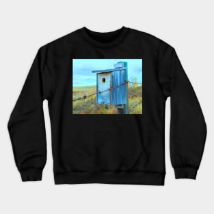 Birdhouse on the fence illustration. Crewneck Sweatshirt